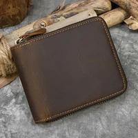 luufan genuine leather zipper around wallet men women natural cowskin short purse with coin pocket zip card purse small wallets