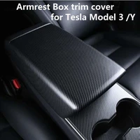 matte carbon fiber back for tesla model 3 y 2020 2021 center console seat armrest box protective decoration cover accessories