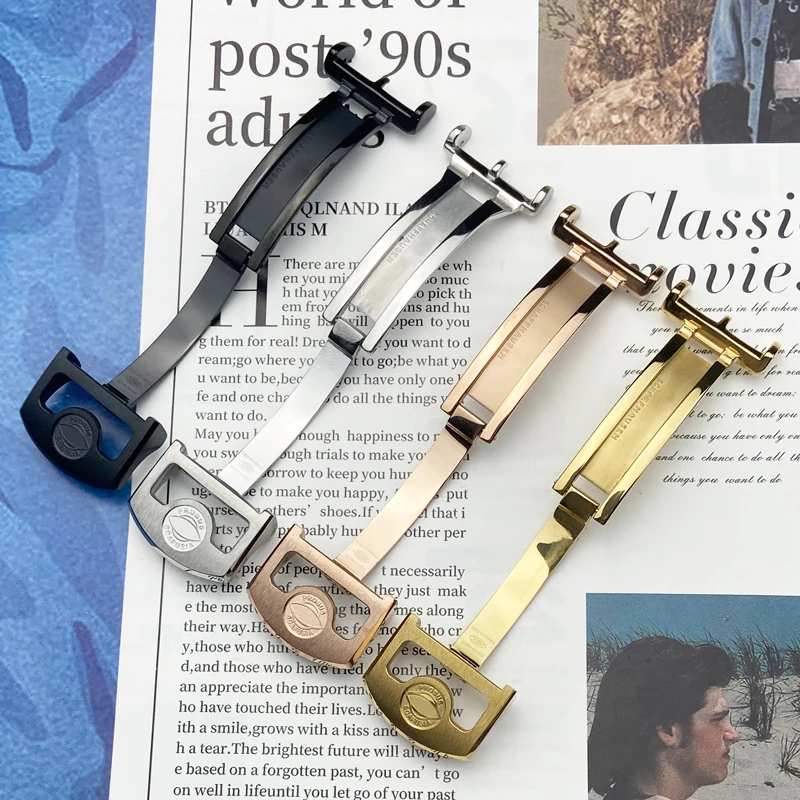 18mm Gold 316L Stainless Steel Deployment Watch Buckle for IWC Big Pilot Spitfire Leather Watch Strap Folding Clasp Free Tools