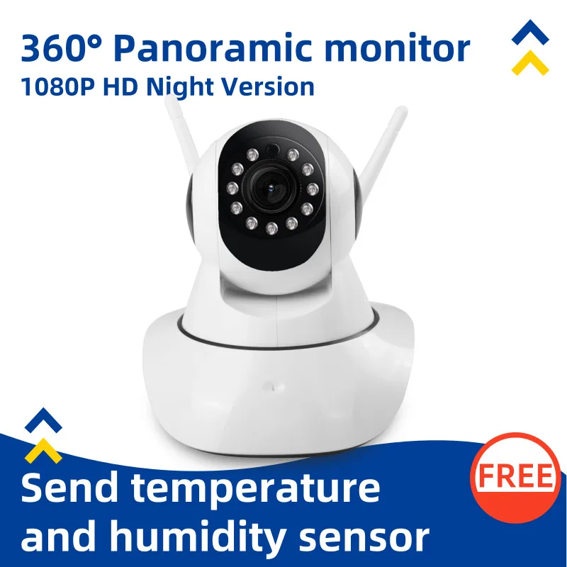 

360 1080p Wi-Fi IP камера, инфракрасная ночная версия P2P, температура, влажность, аудио, видео, домашнее видеонаблюдение, радионяня, Onvif