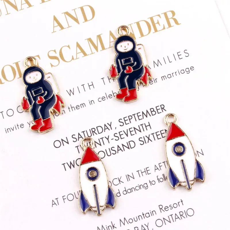 10 шт. аксессуары к ювелирным украшениям DIY Эмаль Подвески ракета космонавт