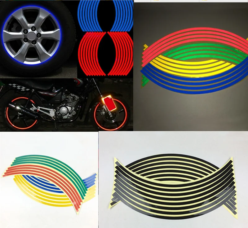 16 шт. 18 дюймов светоотражающая лента полоски наклейки на колеса и велосипед для