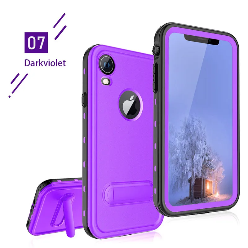 Purple SHELLBOX телефон водонепроницаемый чехол для iPhone XR X XS Max чехол TPU Силиконовый чехол для iPhone 7 8 Водонепроницаемый Чехол - Цвет: Purple
