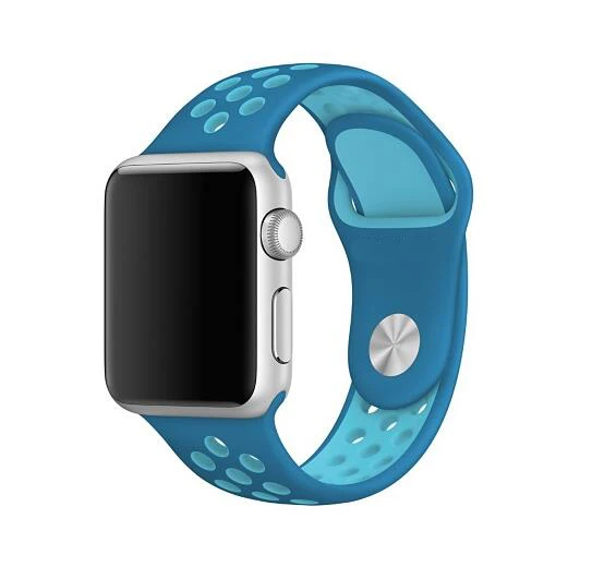 Мягкий силиконовый спортивный ремешок для apple watch ремешок 40 мм 44 мм браслет для iwatch 5 4 3 2 1 дышащий ремешок для часов 42 мм 38 мм - Цвет ремешка: blue light blue
