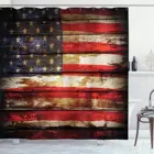 Занавеска для ванны с американским флагом, водонепроницаемая занавеска для душа, американские старые ржавые оттенки, выветриваемая винтажная занавеска для ванной комнаты