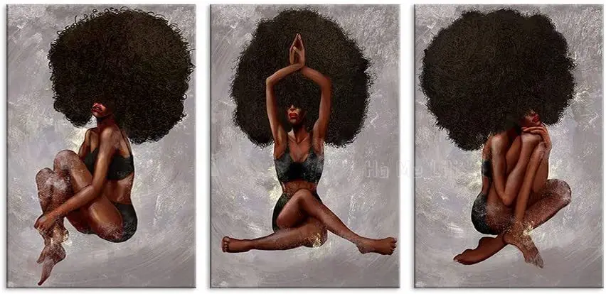 

African American Wall Art Sexy Women Canvas Yoga Black Girl Wall Decor For Bedroom Living Room Printed Painting Gifts