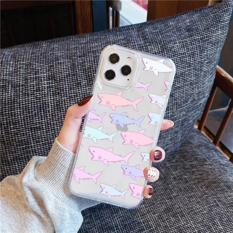 

shark Phone Case Transparent for iPhone 12 11 mini pro XS MAX 6 6S 8 7 Plus X 5S SE 2020 XR