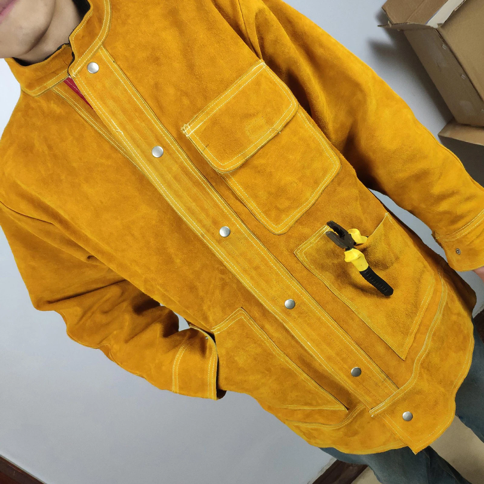 

Cowhide Welding Jacket Coat Protective Coat for Men 170-180cm Welding Cloth