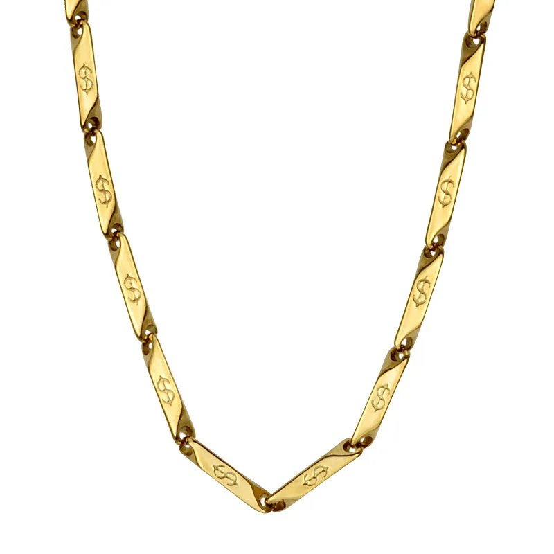 Ожерелья с долларовым знаком цепочки из нержавеющей стали для женщин и мужчин