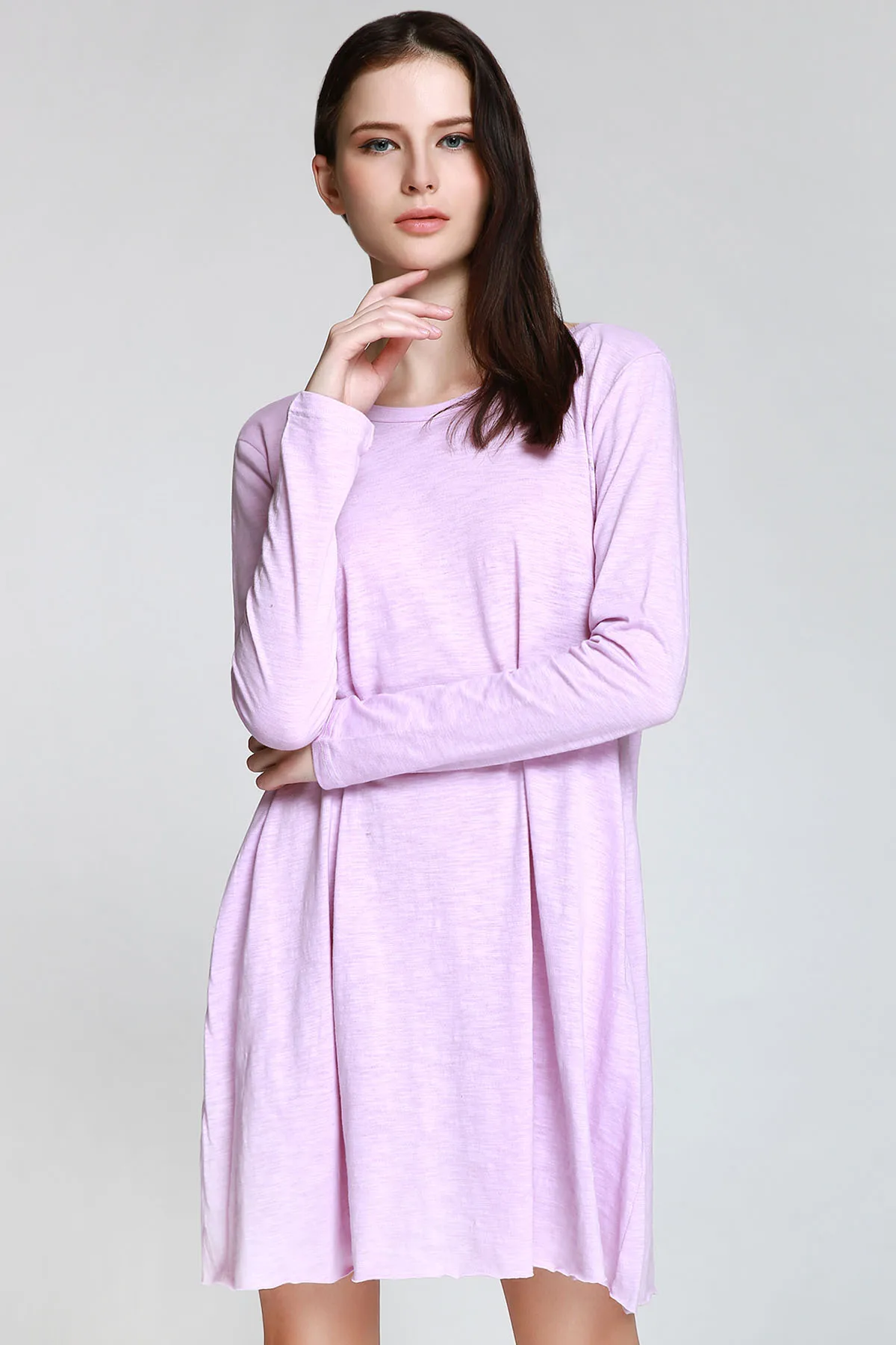 ZAFUL осеннее женское свободное платье повседневное фиолетовое мини с овальным