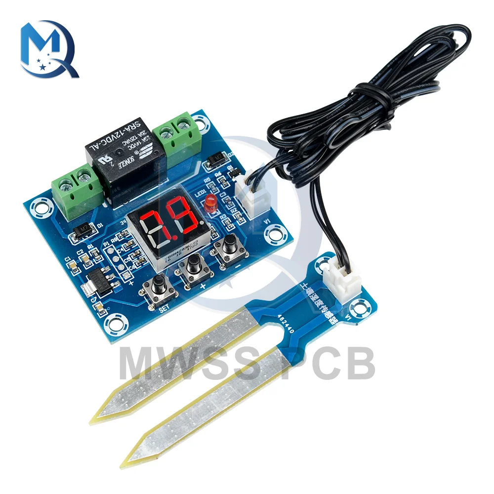 

XH-M214 12V Soil Humidity Sensor Controller Irrigation System 20-99% RH Automatic Watering Module Digital Display Switch Output