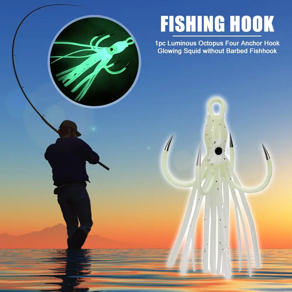 

Durable Fishing Hook All Luminous Hit Color Portable Outdoor Fishing Accessories Glowing Octopus Squid Four Anchor Hook