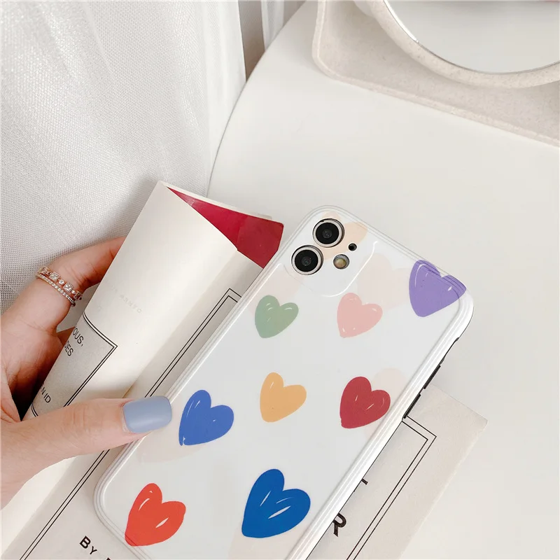 Милый мягкий чехол с сердечками для iPhone 11 Pro Max 7 8 plus X XR XS задняя крышка SE 2 2020