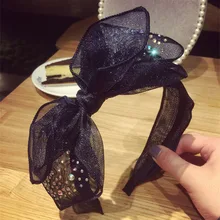 Aro para el pelo de Corea, cinta con lazo grande, tiara con borde ancho, cabeza antideslizante, Tarjeta para el pelo, adornos para el cabello (3)