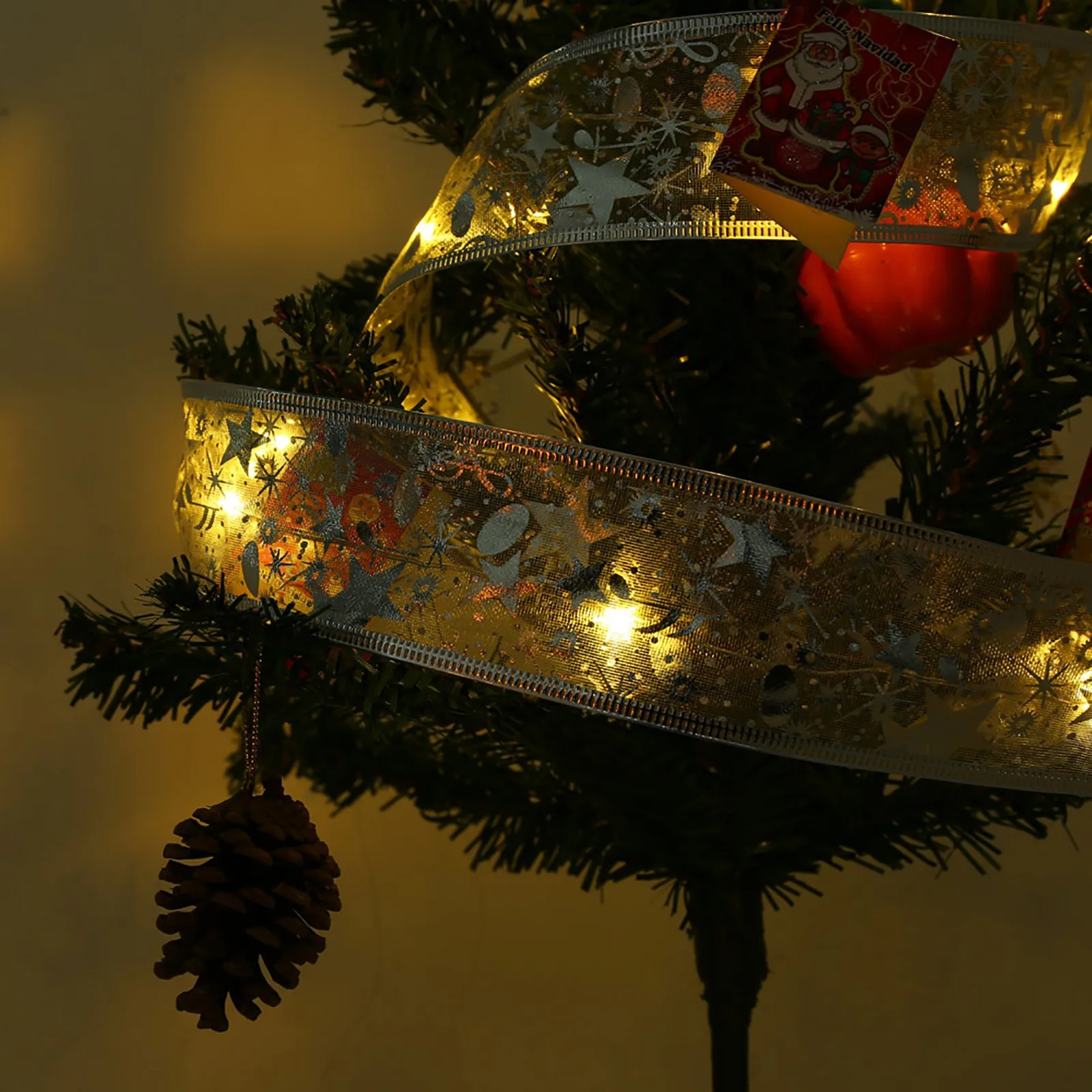 

Рождественское украшение для вечеринки, 1 м, лента, Ночной светильник, Рождественская елка, светодиодная гирлянда, рождественские украшения...