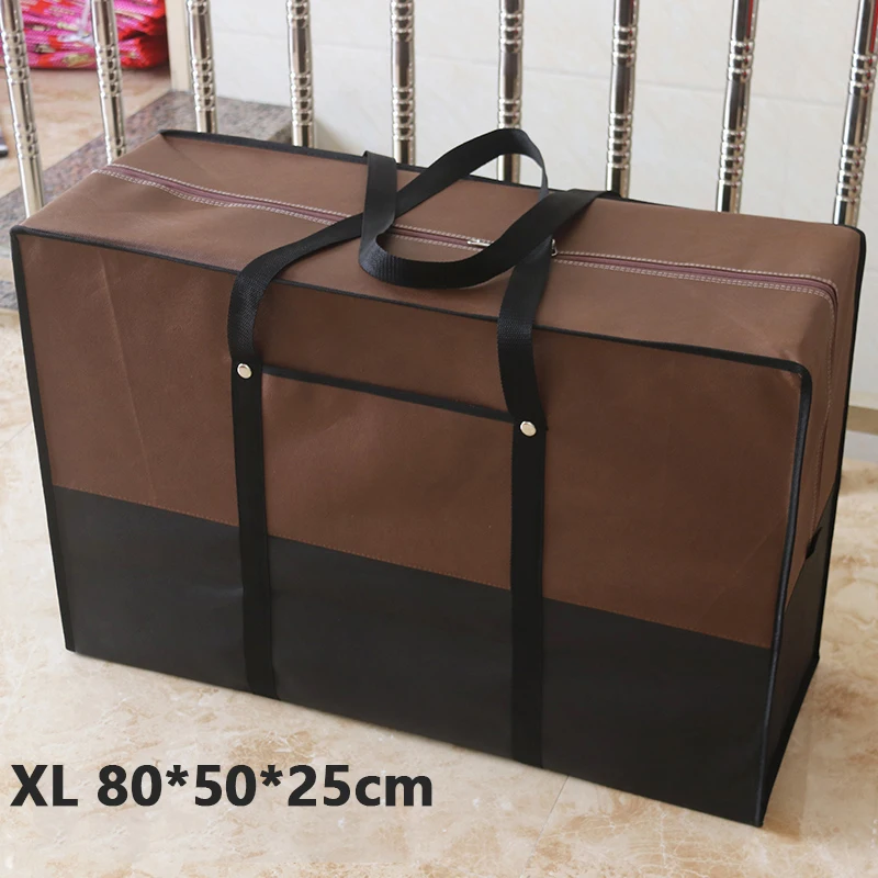brown XL 80x50x25cm Переносная большая сумка из водонепроницаемого холста, Большая вместительная Мужская Дорожная сумка из ткани Оксфорд, стеганая сумка, упаковка для багажа - Цвет: brown XL 80x50x25cm