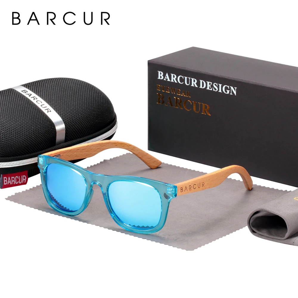 Очки солнцезащитные BARCUR с деревянными дужками UV400 поляризационные для мальчиков