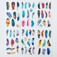 6 sheets magic colorful feathers decorative stickers album diary stick label paper decor hand account