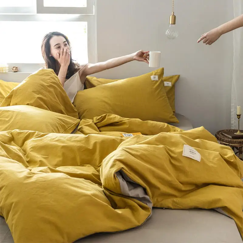 Минималистичный хлопковый пододеяльник однотонное постельное белье однотонный