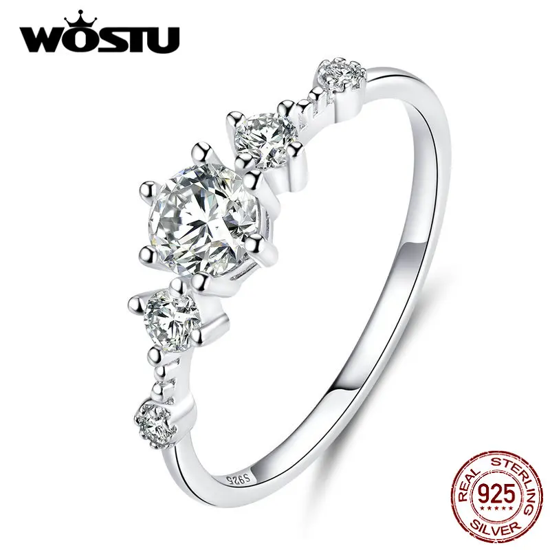 WOSTU Настоящее 925 пробы Серебряное яркое циркониевое обручальное кольцо для женщин изысканное обручальное кольцо для влюбленных хорошее ювелирное изделие CQR568