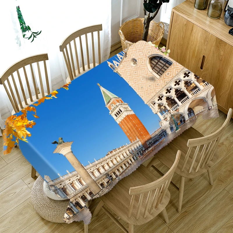 Утолщенная хлопчатобумажная скатерть 3D британского здания моста