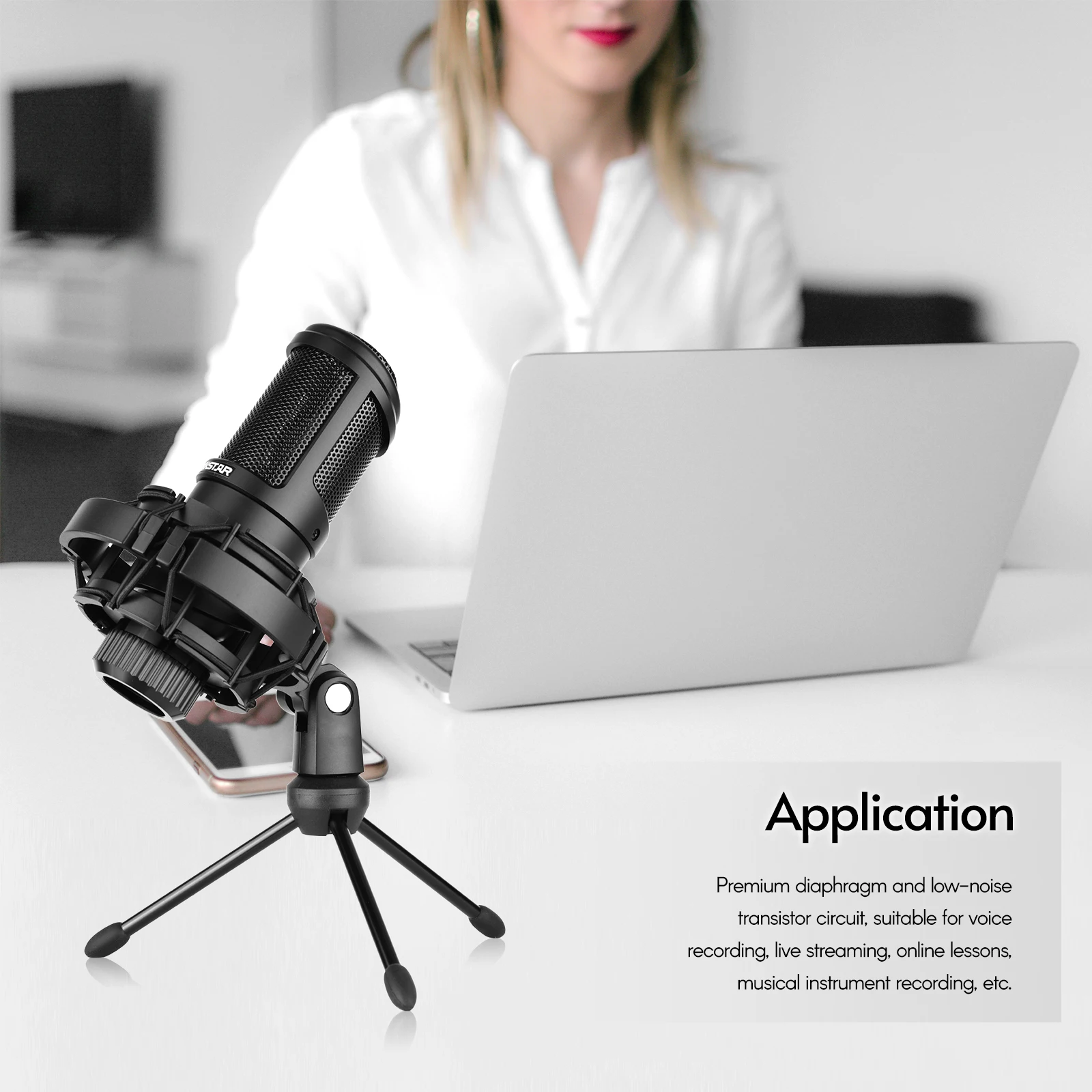 

TAKSTAR PC-K320 Side-address Microphone Wired Condenser Mic Cardioid Pickup Pattern with Shock Mount