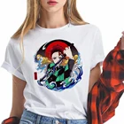 Футболка Demon Slayer, ЖенскаяМужская, Kawaii, топы с рисунком из мультфильма Kimetsu No Yaiba, японское аниме, клинок демона, женскиемужские футболки с рисунком