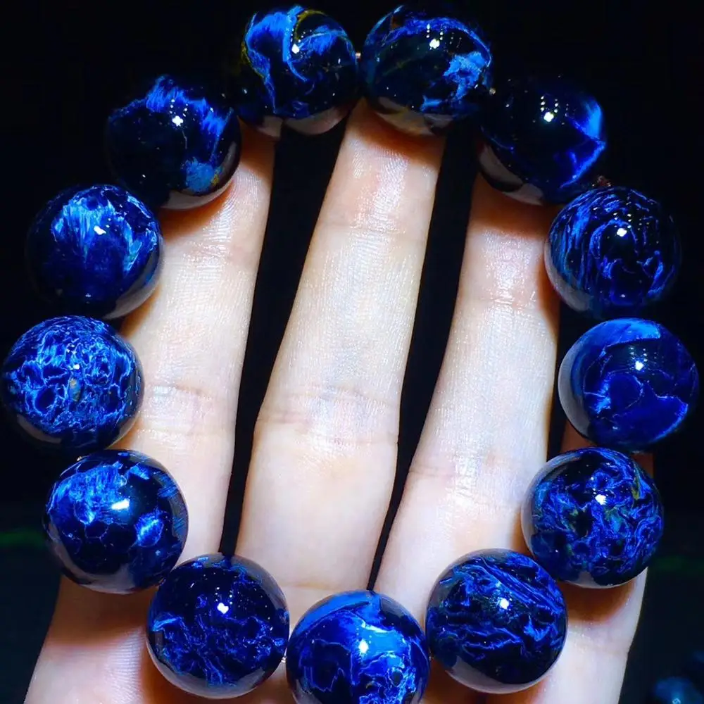 Браслет из натурального голубого камня 17 8 мм для женщин и мужчин стрейчевый