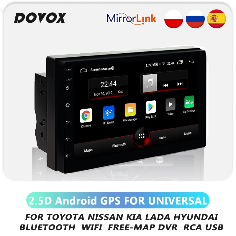 

Автомагнитола DOVOX, мультимедийный видеоплеер на Android, с 7-дюймовым экраном, GPS, для Nissan, Toyota, Hyundai, Lada, типоразмер 2 Din