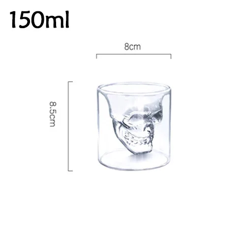 150ML Креативная голова призрака 3D термостойкая анти-обжигающая двойная стеклянная чашка для Хэллоуина, вечерние, Клубные, рождественские, питьевая утварь - Цвет: 150ML