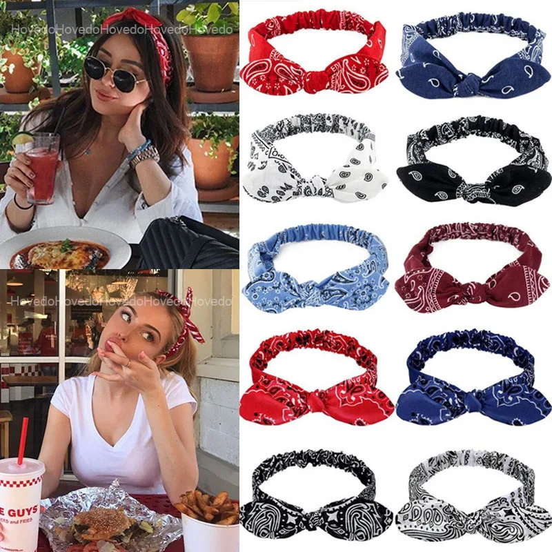 

Women Sweet Hair Bands Print Headbands Retro Hair Accessories Girls Cross Turban Bandage Hair Bands Headwrap Summer Headwear