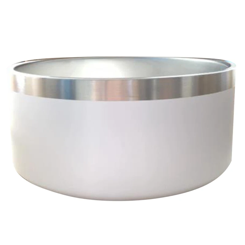 

2Pcs 32Oz Multifunctional Stainless Steel Pet Bowl, Round Non-Slip Dog Plate, Cat Rice Bowl,-Blue & White