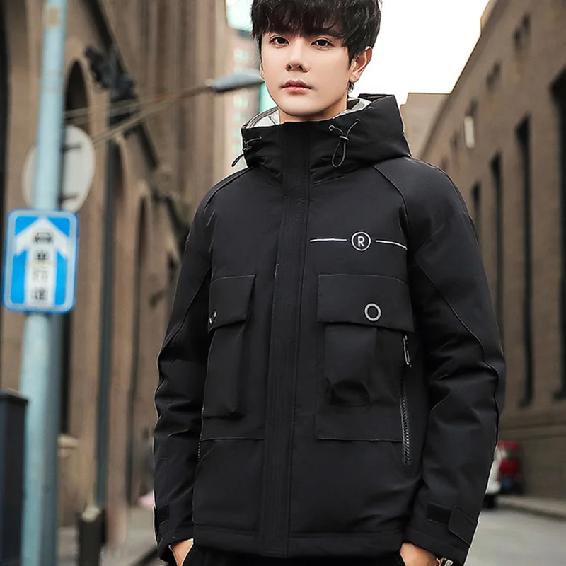 Мужская куртка на белом утином пуху уличная зимняя одежда Молодежные парки