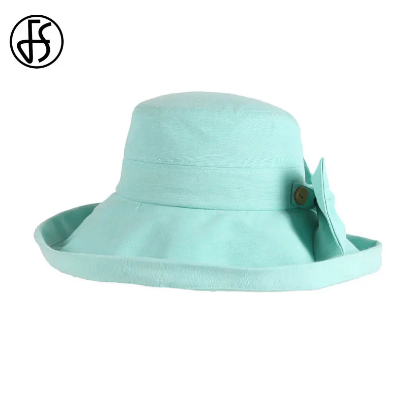 FS большой шапки бини для женщин Хлопок Складная летняя шляпа с широкими полями