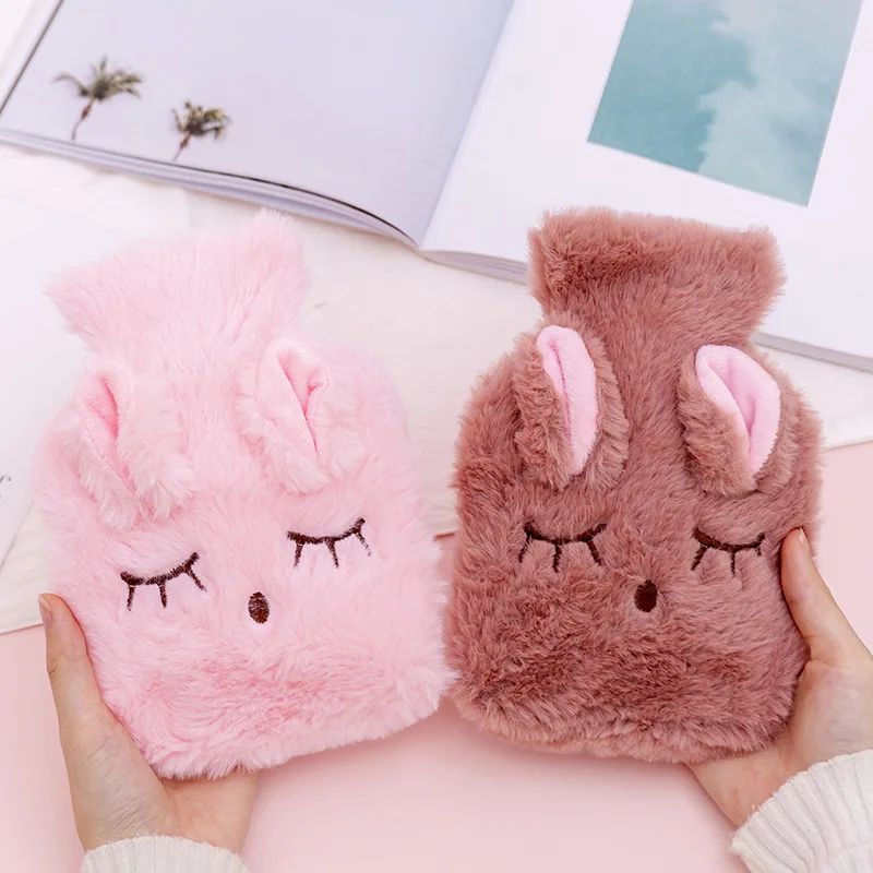 Милый ПВХ антистресс боли Терапия грелка сумка с вязаным мягким уютным покрытием