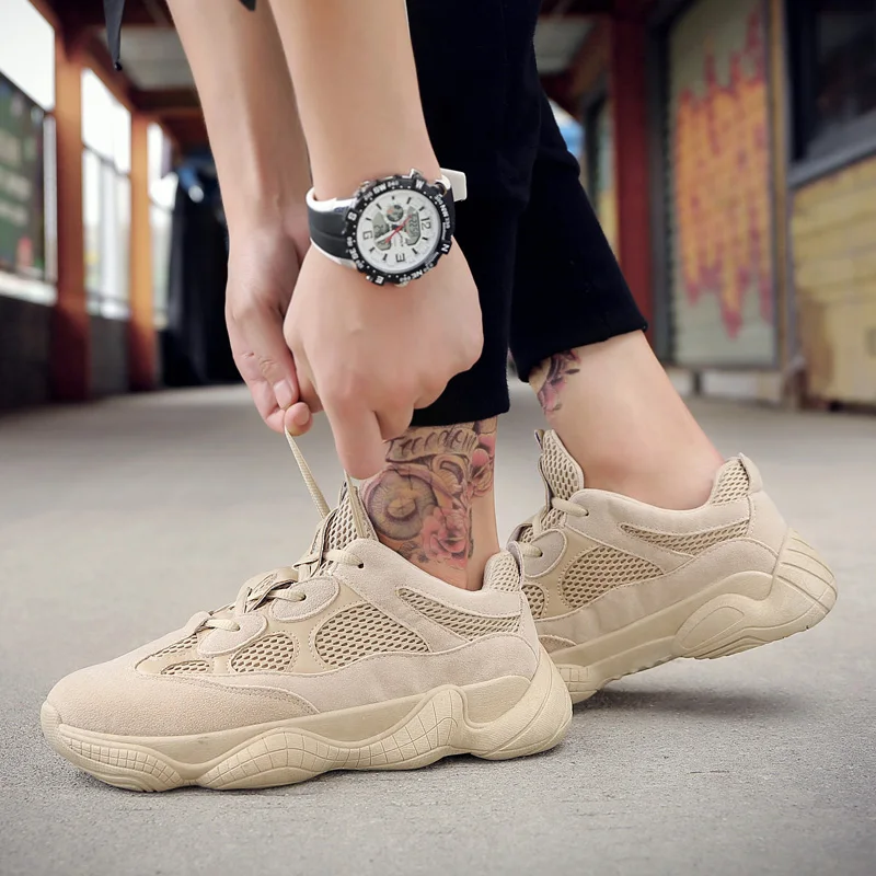 

Кроссовки мужские массивные на платформе, Вулканизированная подошва, на шнуровке, удобная дышащая повседневная обувь для тренировок, тенни...