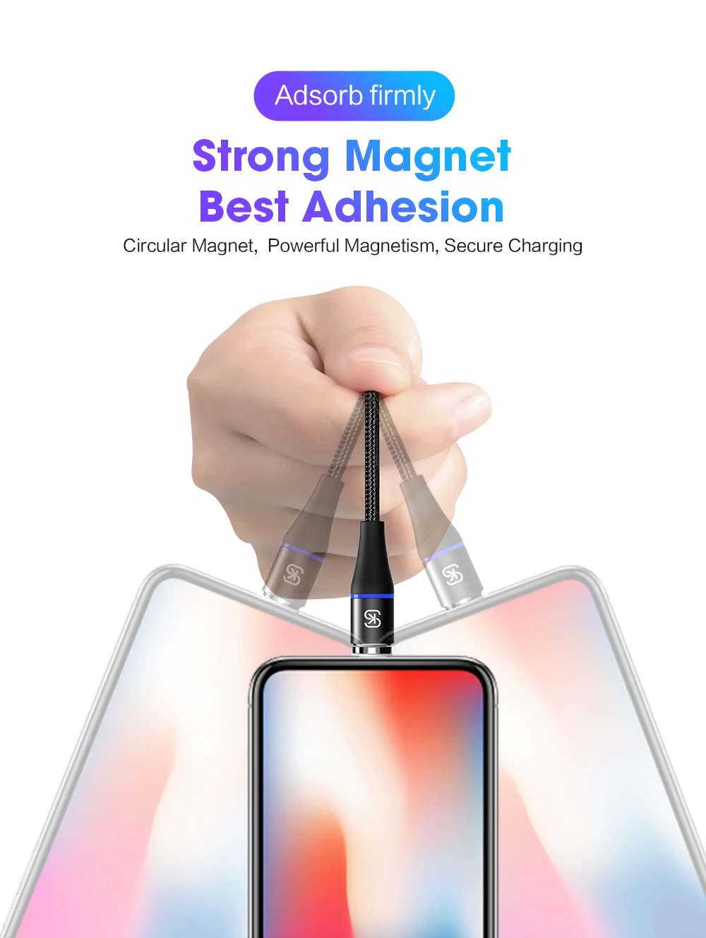 SIKAI 3A LED для H Магнитный кабель Micro USB Type C iPhone Samsung Huawei xiaomi oneplus 6 Магнитная Быстрая