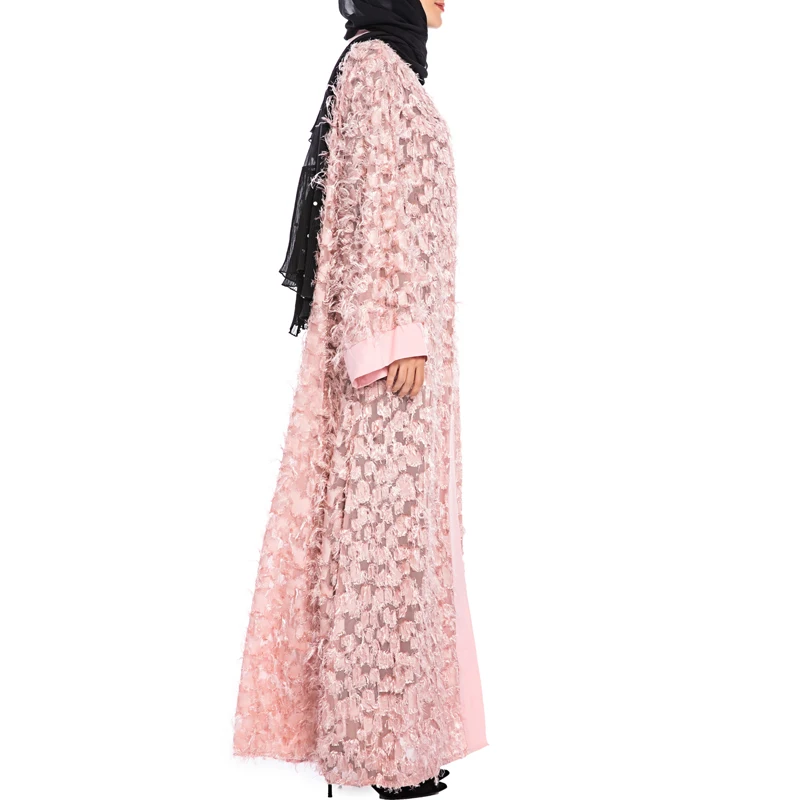 MISSJOY fashion 2019 Abaya Muslim Women Dress Elegant Kimono Tassel Loose Kaftan Dubai Cardigan Pure Color Islamic Clothing Arab |