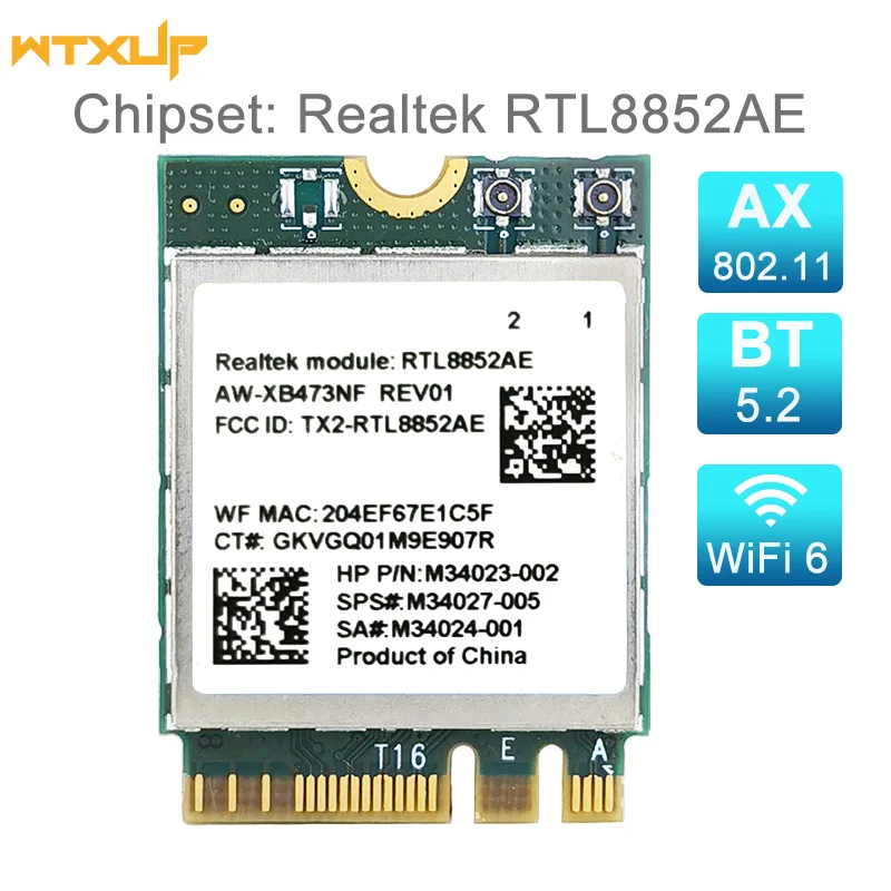 2 4G 5G 802.11AC/AX Беспроводной модуль Wi-Fi RTL8852AE RTL8852 AW-XB473NF 6 MU-MIMO Сетевая карта Bluetooth 5.2 для