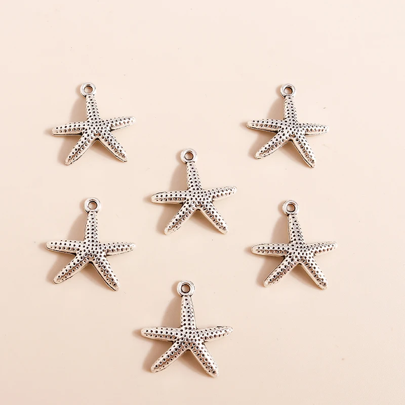 

20pcs 20*20mm Antique Silver Color Star Charms Fit Necklaces Pendants Earrings Lovely Starfish Charms Making DIY Jewelry Finding
