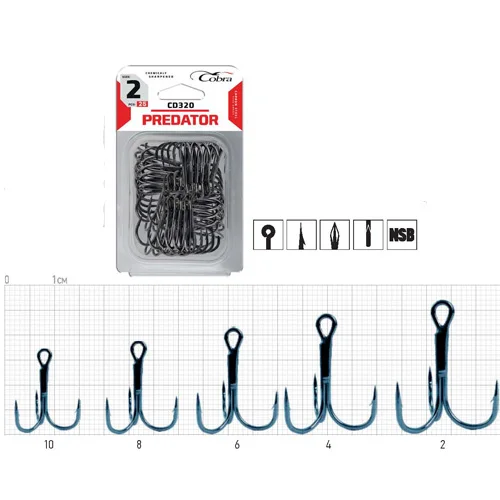 Hooks-tees Cobra Ser. Ct330 разм.002 25 PCs In blister card | Спорт и развлечения
