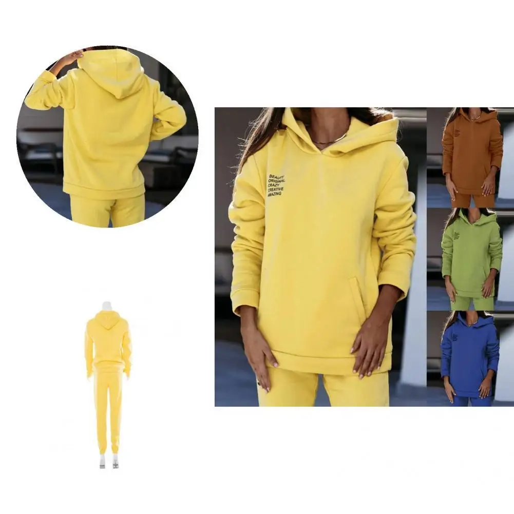 

Sweatshirt Pants Set High Waist Women Tracksuit Hooded Loose Fit Female Tracksuit