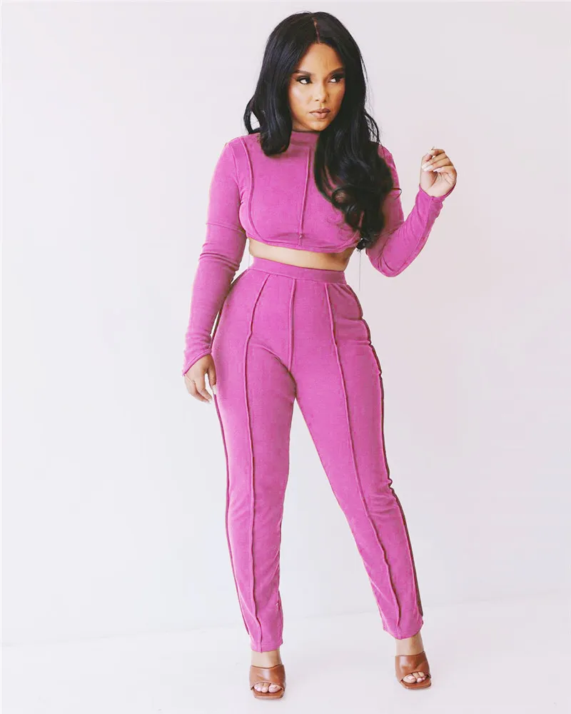 

Womens 2 Piece Tracksuit Set Casual Long Sleeve Hollow Halter Crop Top Bodycon Pants Set Yoga Workout Set