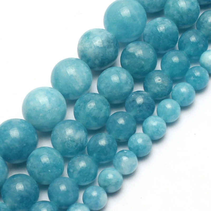 4/6/8/10/12 мм натуральный камень синий халцедон бусины из нефрита Круглые для