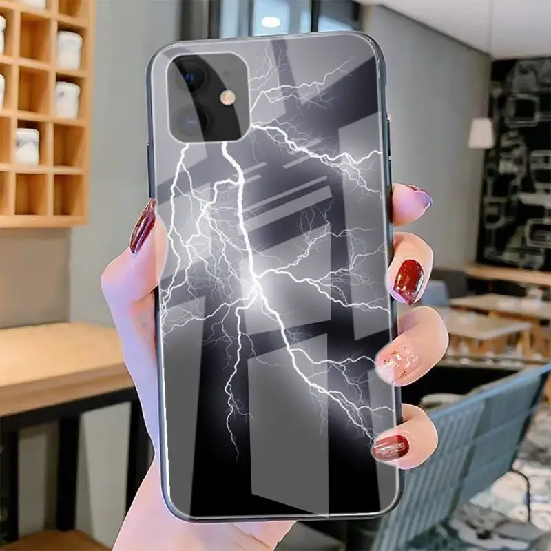 

Lightning And Lightning Phone Case Tempered Glass For Iphone6plus 6S 7 7plus 8 X XS XSmax XR 11 12 Pro Max 12mini