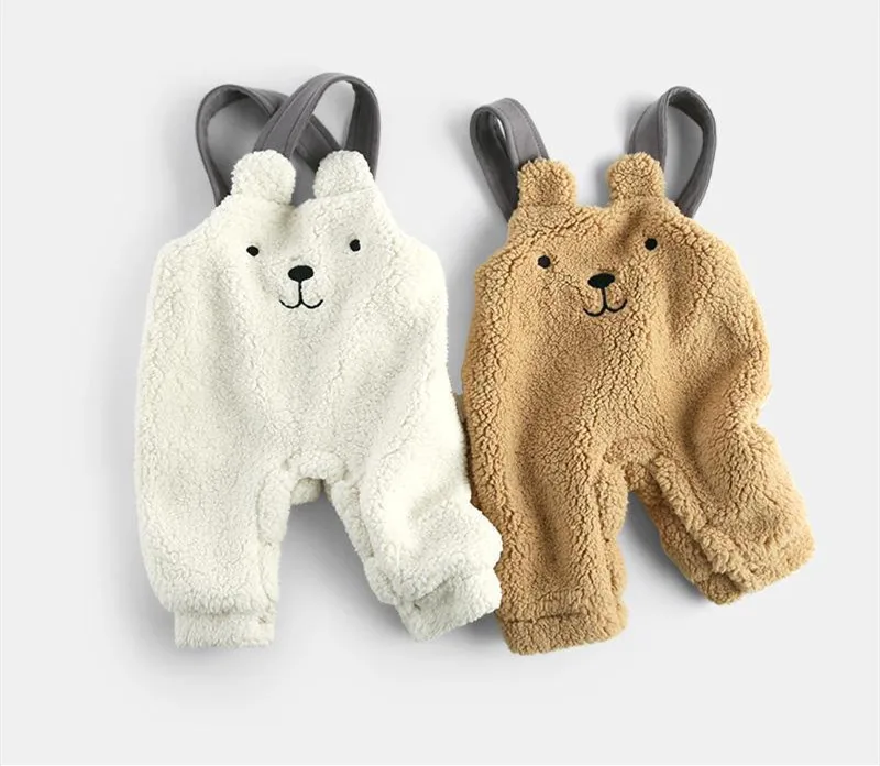 

Осенне-зимние детские комбинезоны милый Модный комбинезон из овечьей шерсти для мальчиков и девочек, унисекс, Детские утепленные штаны ком...