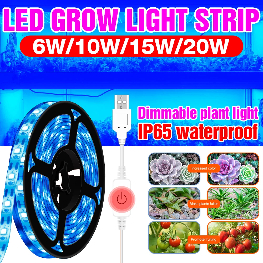 

Growing Lamp Strip Plant Grow Light LED Full Spectrum Touch Dimming 0.5M 1M 2M 3M Indoor Flower Seed Phyto Lampara USB Fitolampy