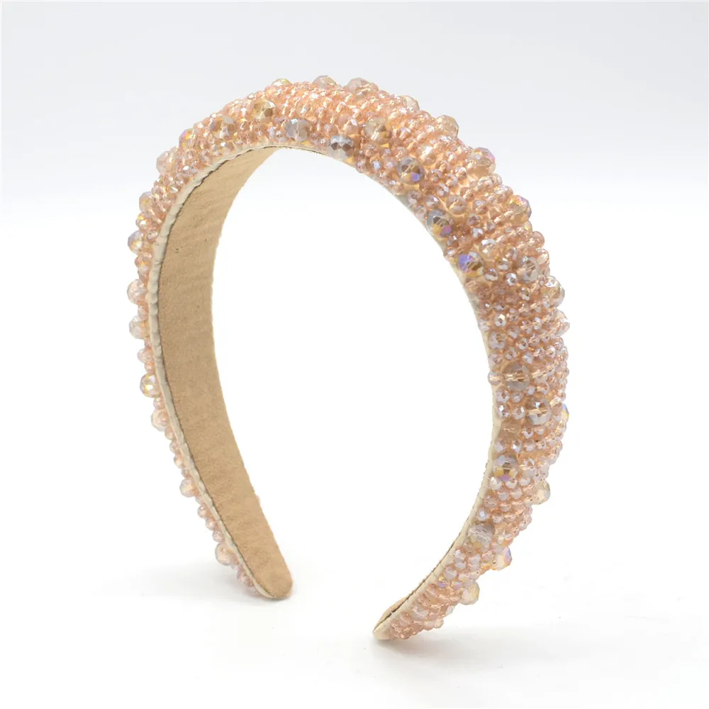 

1 шт. повязка на голову губка полный стразы женские аксессуары для волос для женщин со стразами и круглым носком обруча ободка, Роскошные бле...