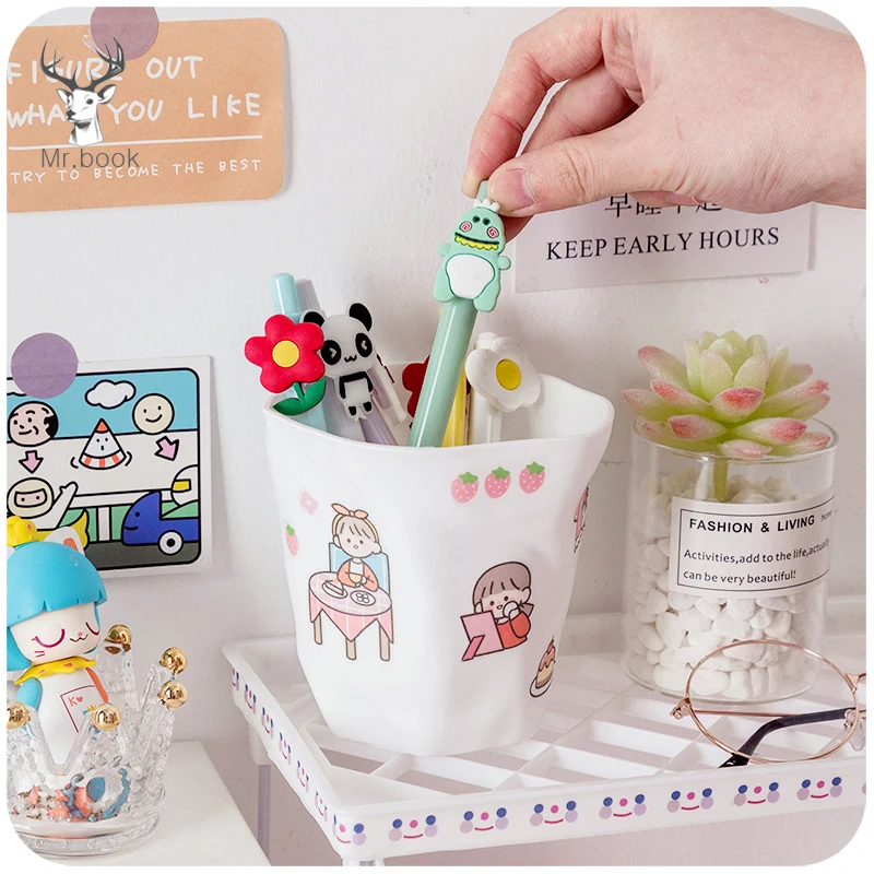 Креативный простой белый пластиковый держатель для ручек с декоративной
