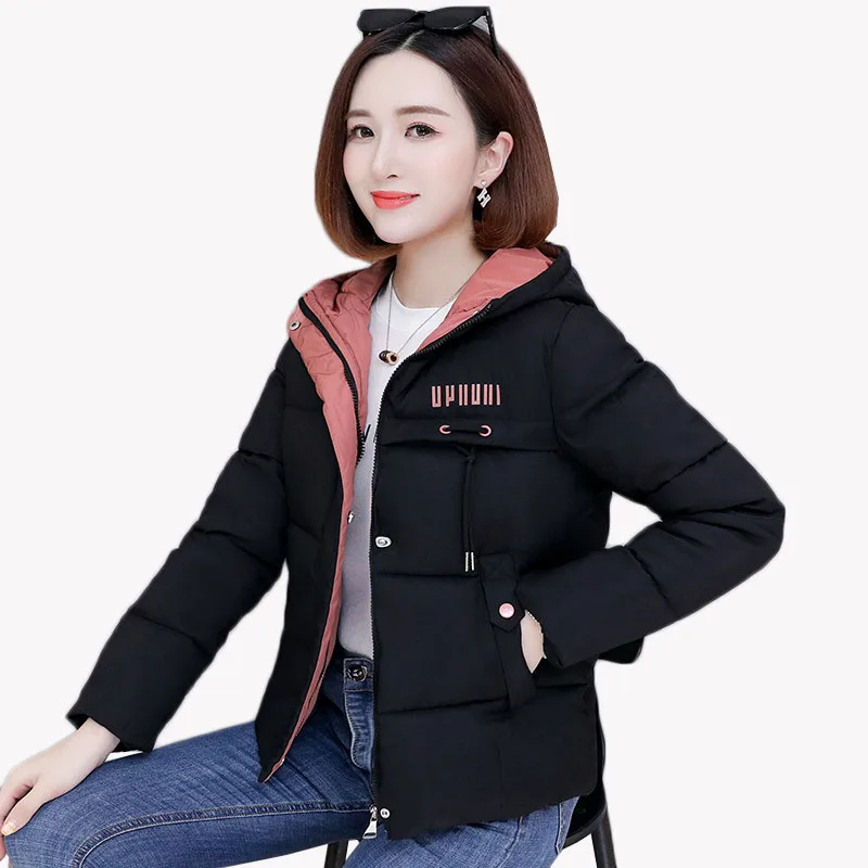 

Winter Coat Women 2021 Fashion Winter Jacket Women Cotton padded Parka Outwear Hooded Short Female Jacket Coat Plus Size M-3XL